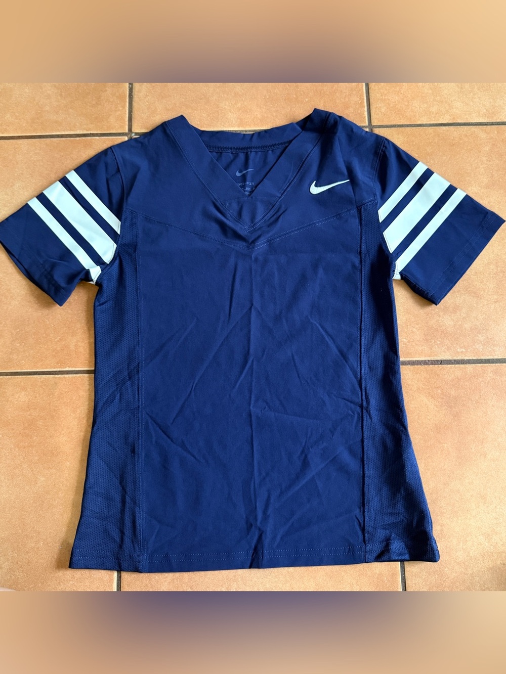 Nike Vapor Womens Flag Football Jersey Navy Blue White Striped Sleeves Size XS